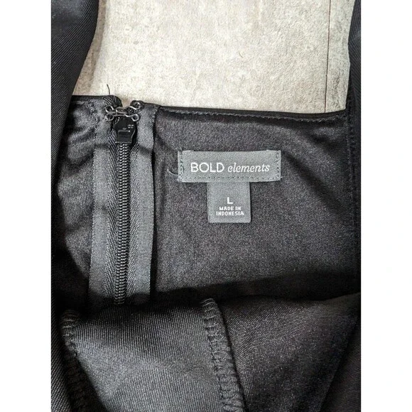 BOLD Elements woman's  Midi dress black Cut To Curve Size large NWT - Picture 3 of 7